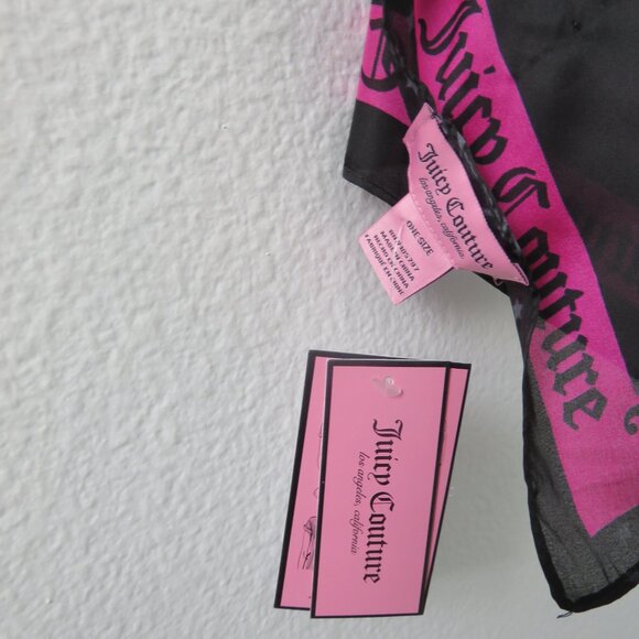 (#Z-1) Juicy Couture Sheer Multi-wear Square Pink Heart JC Logo Print Scarf - Picture 3 of 5